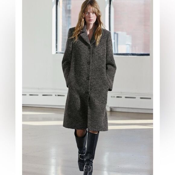Zara Manteco wool blend boucle coat ZW collection - Picture 1 of 9